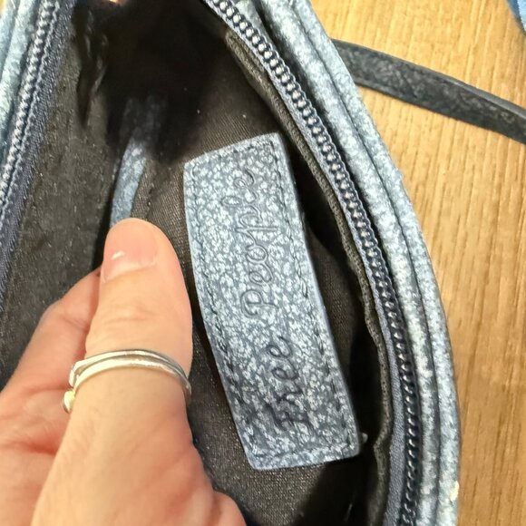 Free People Blue Faux Leather Fringe Bag Festival Bohemian - Picture 5 of 9